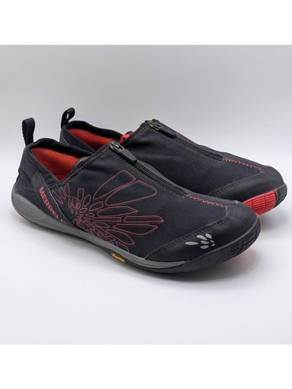 Merrell Barefoot Pace Glove Women’s 7.5 Black Red Zip Vibram Minimalist Shoes